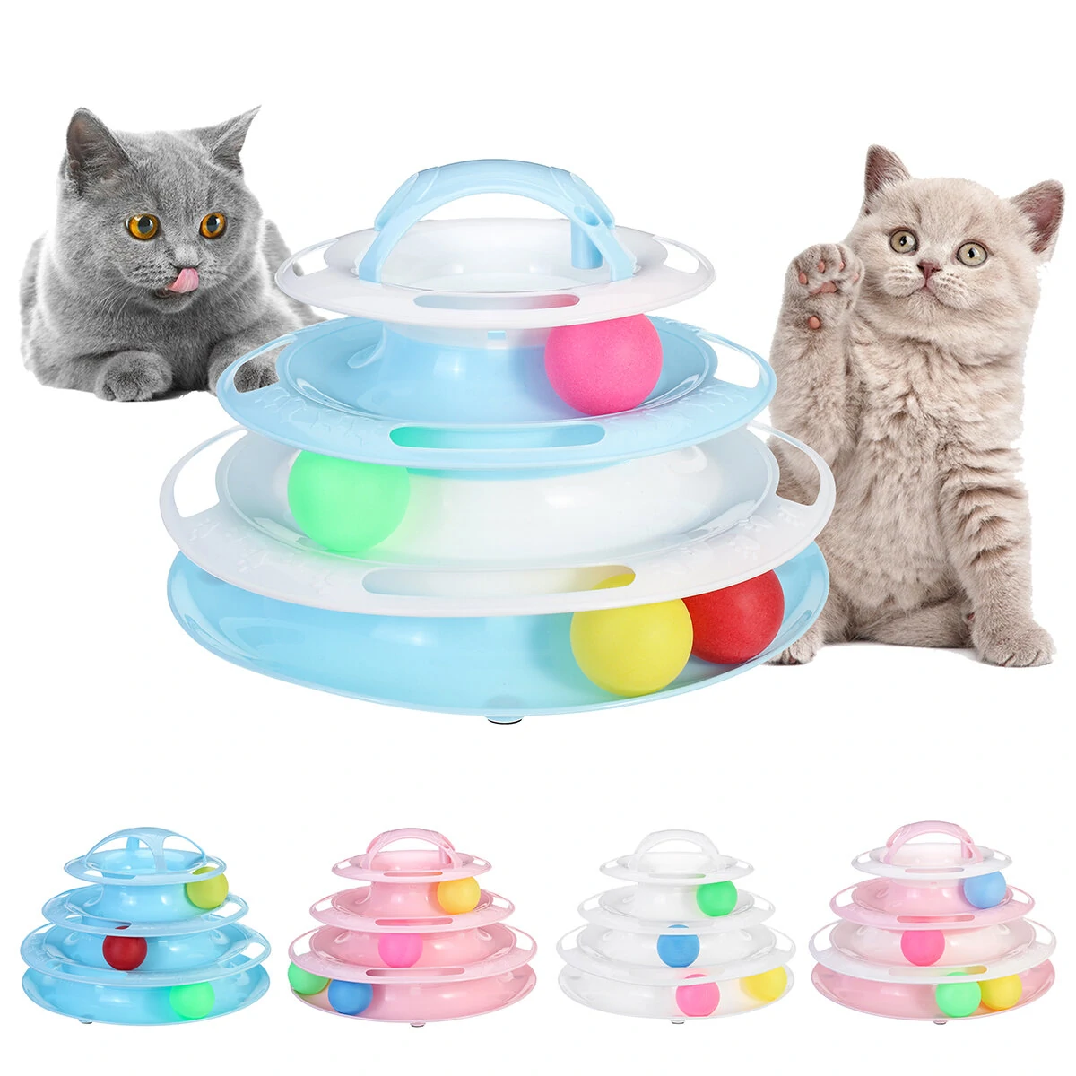 Four-layer Cat Turntable Cat Toy Funny Interactive Amusement Ball Pet Supplies - Blue