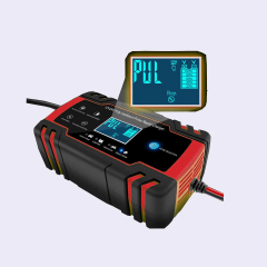 12V/24V 8A Touch Screen Pulse Repair LCD Battery Charger Red For Car Motorcycle Lead Acid Battery Agm Gel Wet - EU Plug