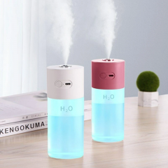 280ml Mini Air Humidifier Aroma Diffuser Mist Cool Maker USB Recharge with Night Light for Car Home Office - White Lithium Battery