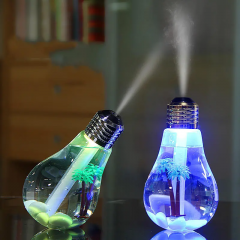 Portable LED Bulb Shape Humidifier 7 Color LED Night Light Air Humidifier USB Charging for Bedrom Home Office Travel - Gold