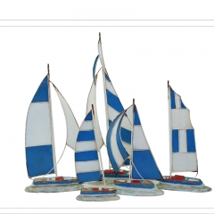 Resin sailing ship model with metal velamen