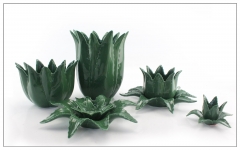 Porcelain green aloe candle holder