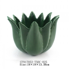 Porcelain green aloe candle holder