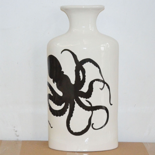 Octopus decal decor ceramic flower vase