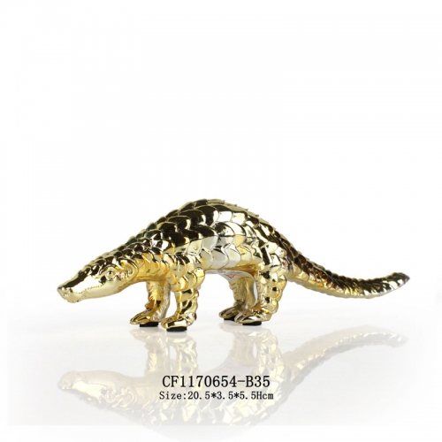 Resin electroplate pangolin sculpture decor