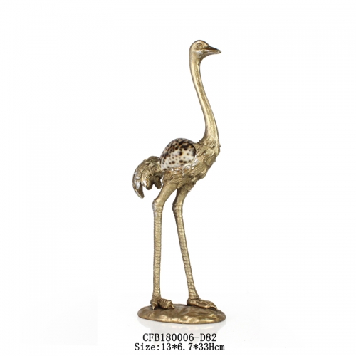 Resin gold leaf ostrich with reall shell
