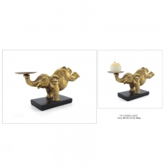 Resin elephant candle holder on the base gold leaf