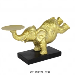 Resin elephant candle holder on the base gold leaf
