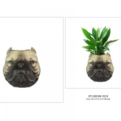 Resin bulldog head Statue planter