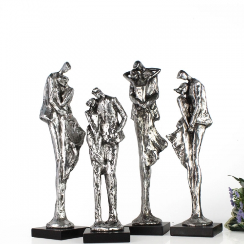 Resin electroplated sweet couple figure statue