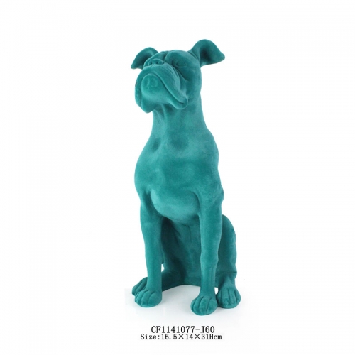 Resin flocked dog statue