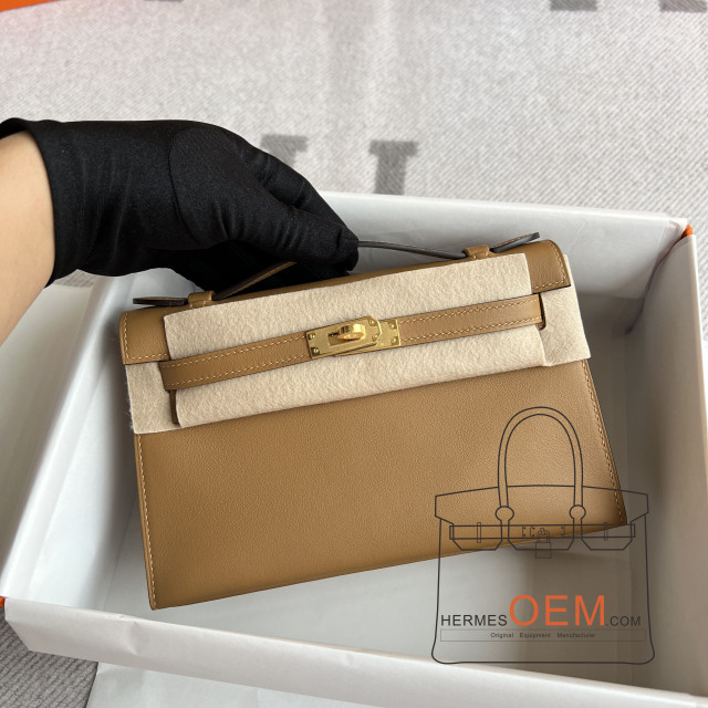 Kelly pochette Swift 4B Biscuit Gold