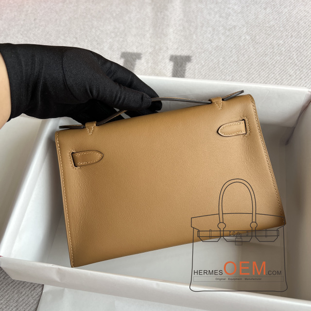 Kelly pochette Swift 4B Biscuit Gold