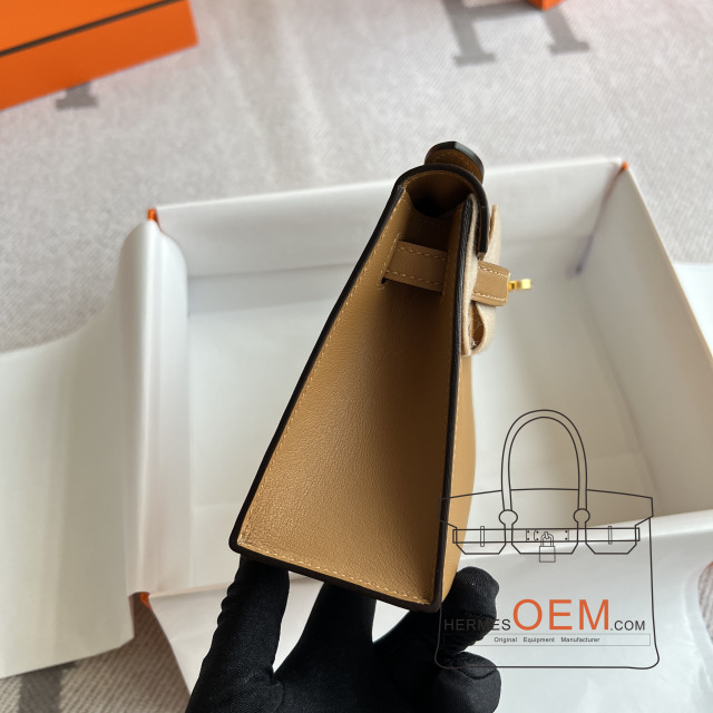 Kelly pochette Swift 4B Biscuit Gold