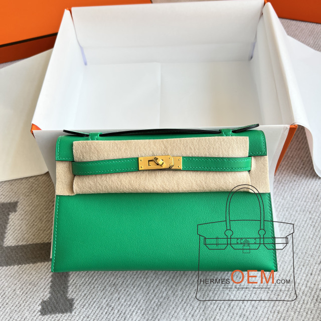 Kelly pochette Swift 6W Menthe Gold