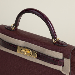 Kelly mini Touch Epsom/Shiny Alligator 55 Rouge H GHW