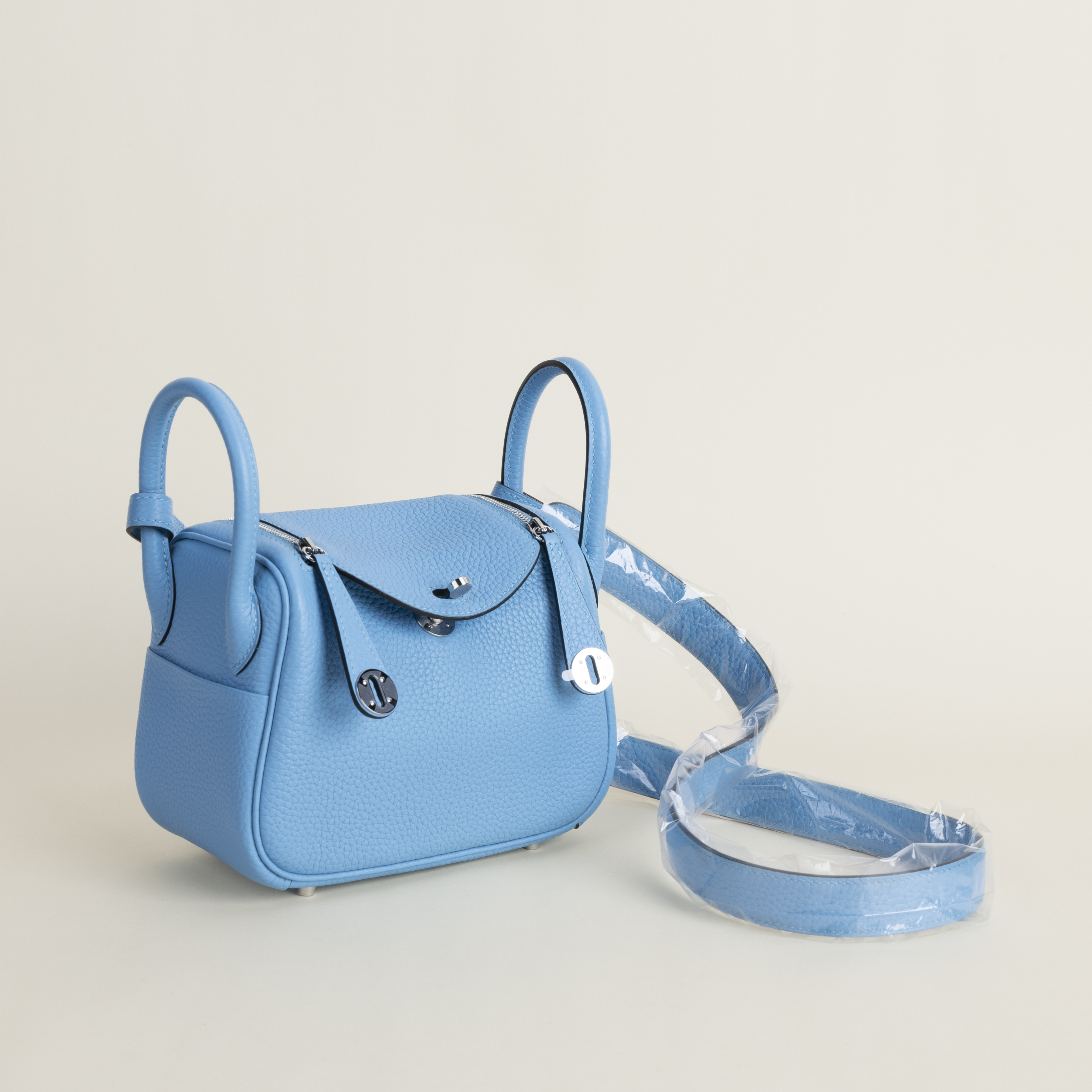 Mini Lindy Clemence leather Bleu de nord PHW  