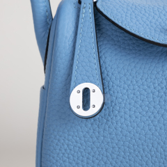 Mini Lindy Clemence leather Bleu de nord PHW  