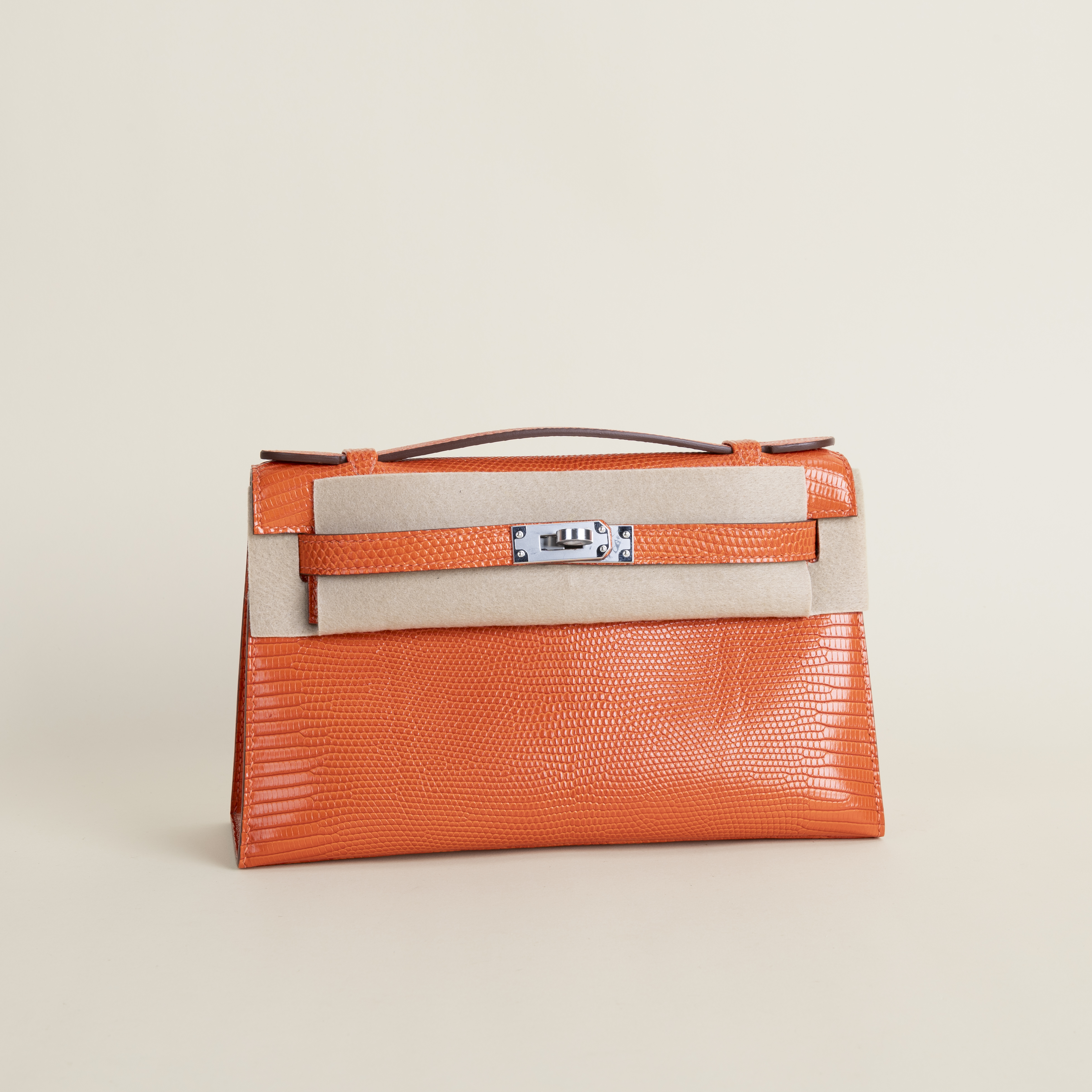 Kelly pochette Lizard skin CK93 Orange PHW
