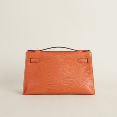 Kelly pochette Lizard skin CK93 Orange PHW