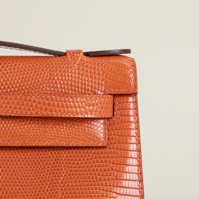 Kelly pochette Lizard skin CK93 Orange PHW