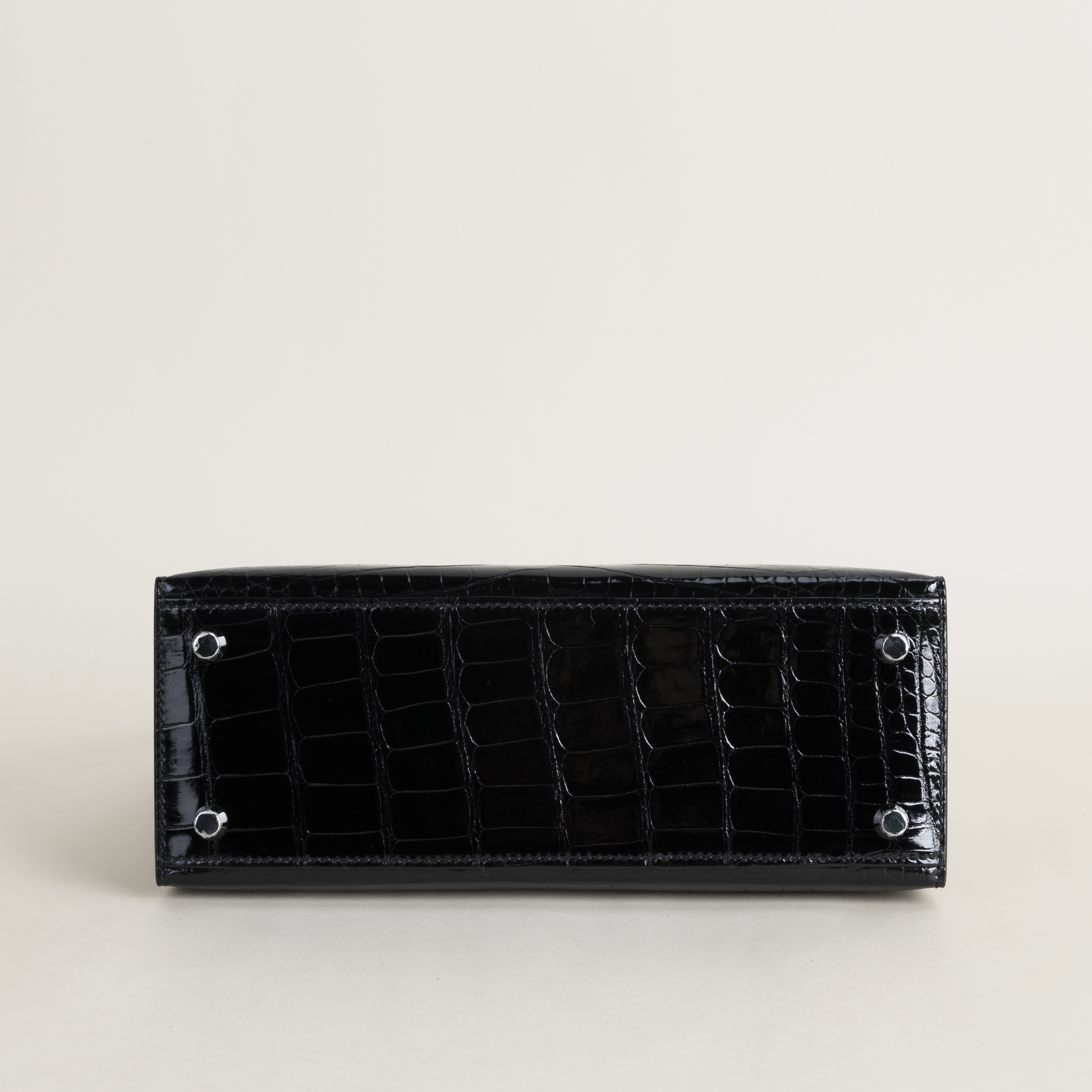 Kelly25 Shiny Alligator crocodile 89 Noir  PHW
