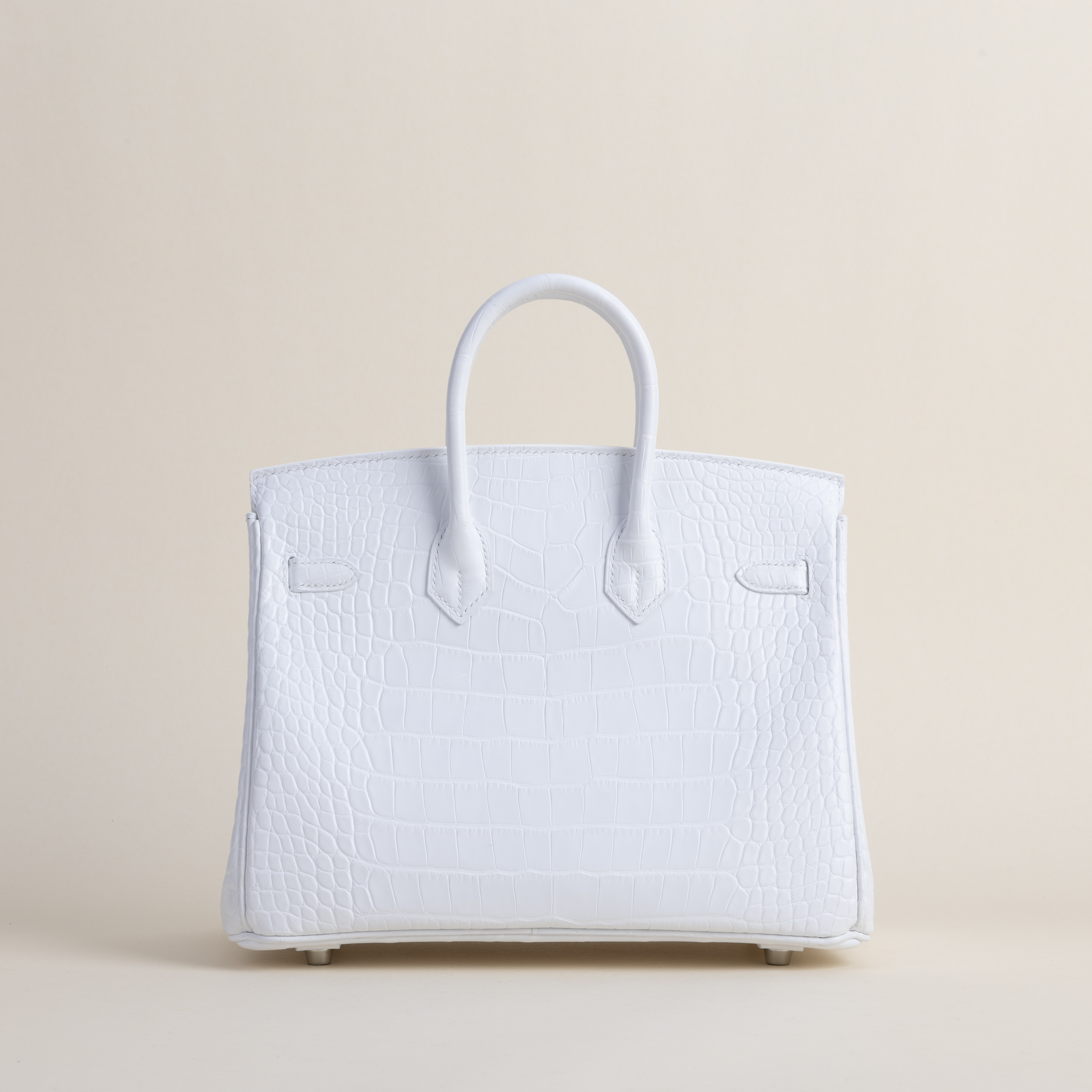 Birkin 25cm Matte Alligator Crocodile 01 Blanc PHW
