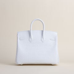 Birkin 25cm Matte Alligator Crocodile 01 Blanc PHW