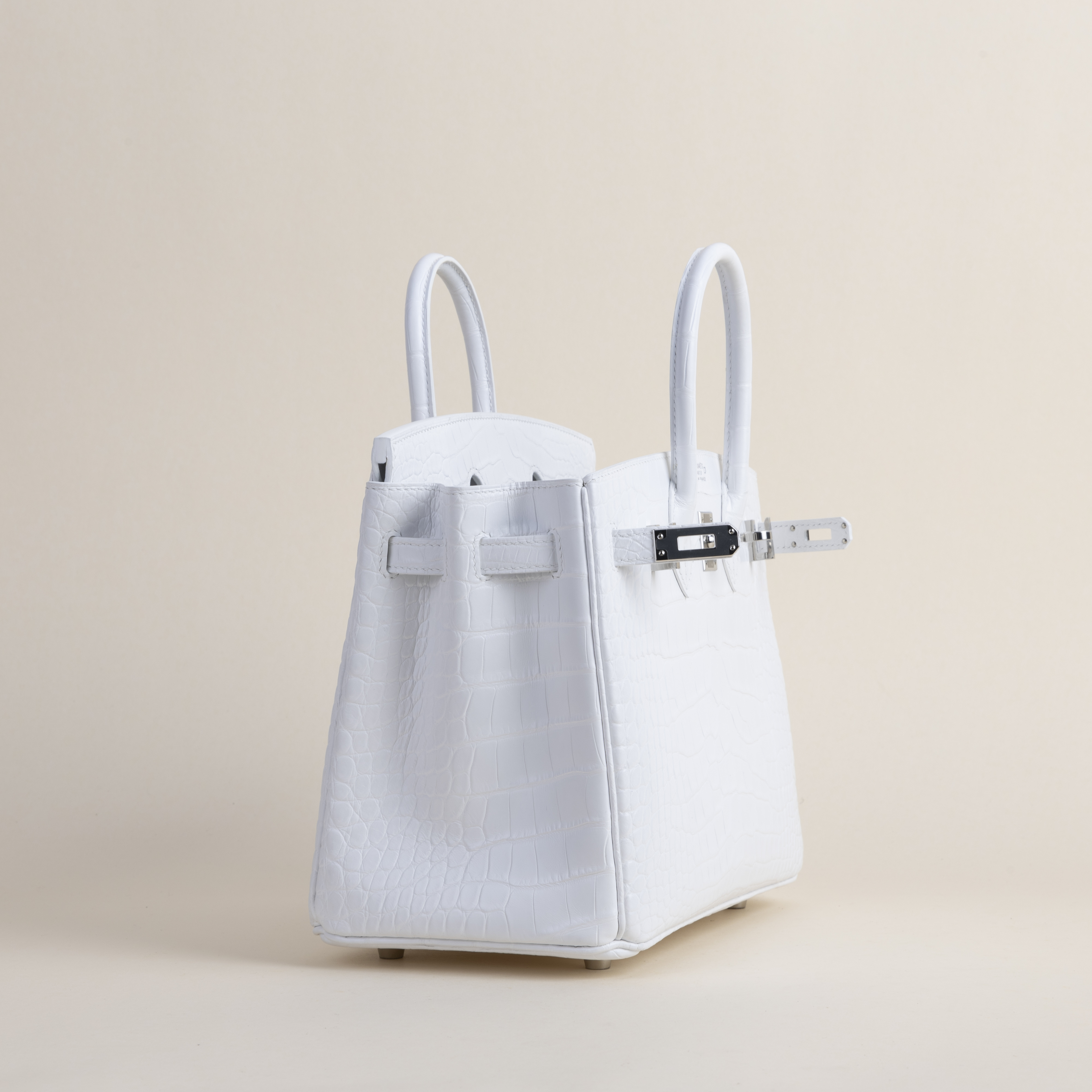 Birkin 25cm Matte Alligator Crocodile 01 Blanc PHW