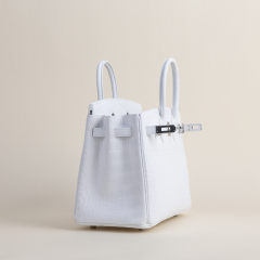 Birkin 25cm Matte Alligator Crocodile 01 Blanc PHW
