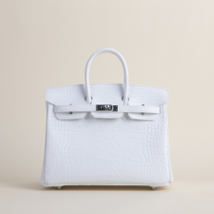 Birkin 25cm Matte Alligator Crocodile 01 Blanc PHW