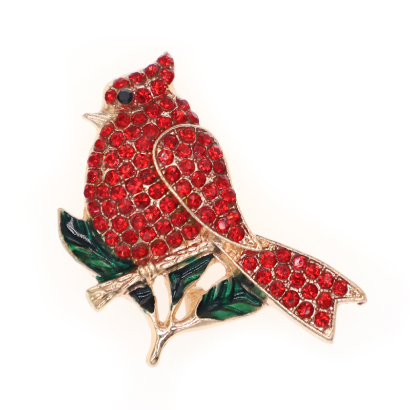 Red Bird Christmas Bird Holiday Bird Brooches