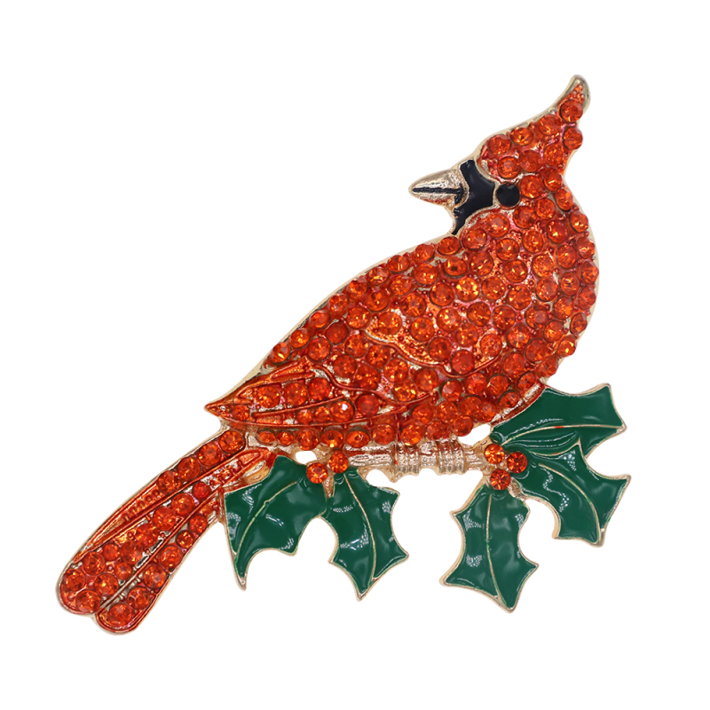 Red Bird Christmas Bird Holiday Bird Brooches