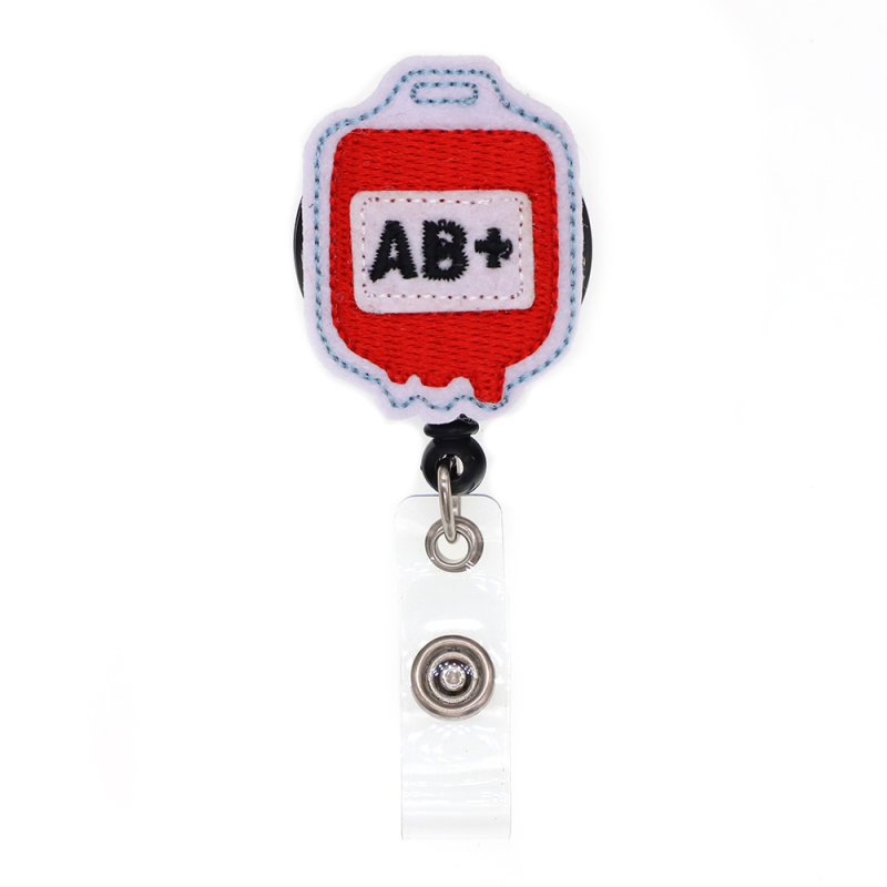 AB + Blood Type Series Felt Badge Reel
