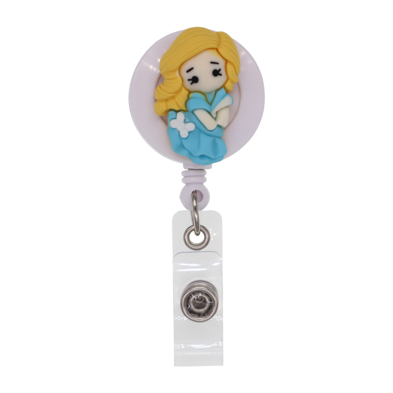 Cartoon Girl Resin Badge Reel