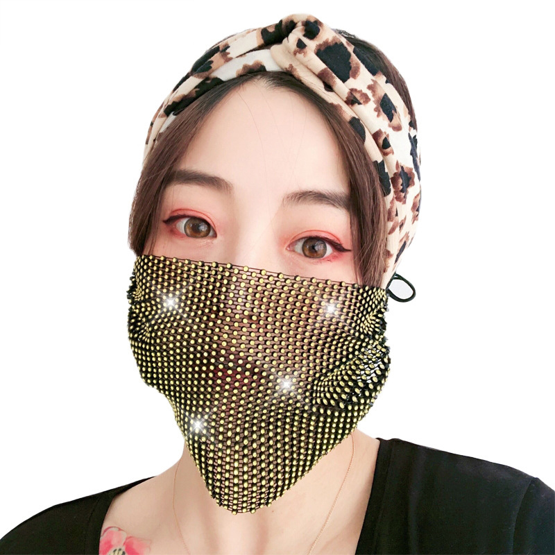 European and American female new mesh flash diamond rhinestone star masks washable personality nightclub party mask