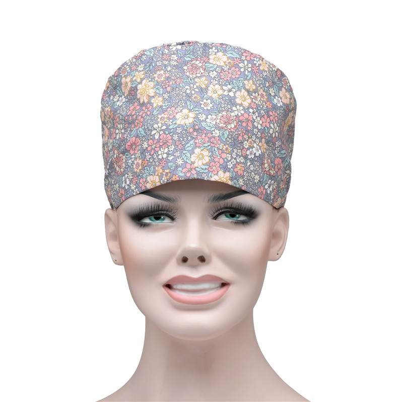 Medical nursr hat colorful animal print happy with face hat