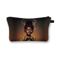 Black Girl Print Waterproof Cosmetic Bag Girl Clutch Fashion Travel Storage Bag