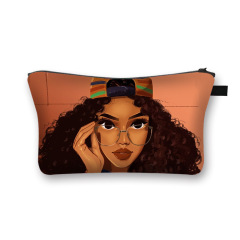 Black Girl Print Waterproof Cosmetic Bag Girl Clutch Fashion Travel Storage Bag