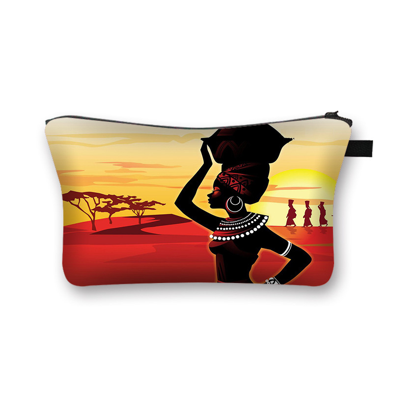 Black Girl Print Waterproof Cosmetic Bag Girl Clutch Fashion Travel Storage Bag