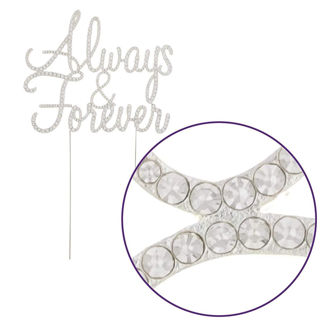 Always and Forever Wedding Cake Topper, Silver Decoration, Engagement Party, Bridal Shower, Romantic Toppers Supplies Party Decorations