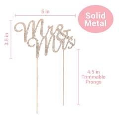 Mr and Mrs Wedding Cake Topper - Premium Rose Gold Metal - Sparkly Wedding or Anniversary Cake Topper - Now Protected in a Box