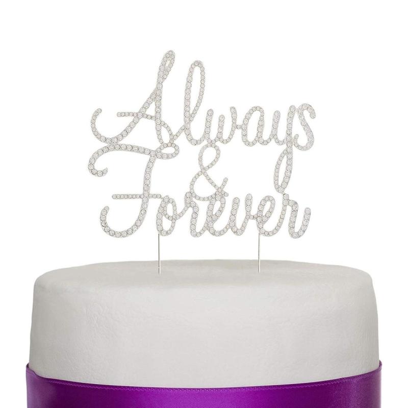 Always and Forever Wedding Cake Topper, Silver Decoration, Engagement Party, Bridal Shower, Romantic Toppers Supplies Party Decorations