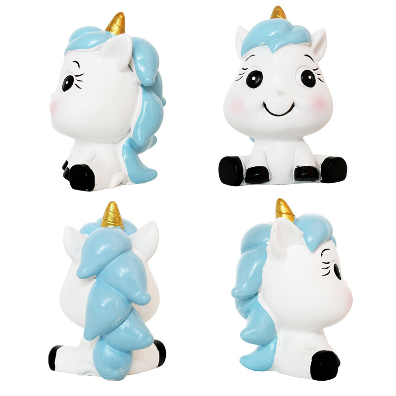 Ins wind cartoon fantasy unicorn cake decoration resin ornaments baby birthday party dessert table decoration