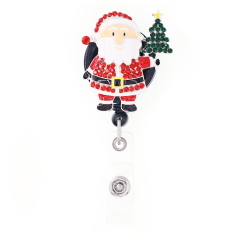 Fashion Rhinestone Alloy Christmas Santa Badge Reel for Women Kid Gift