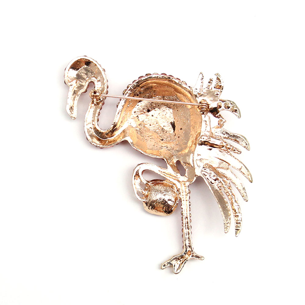 80mm Rhinestone Flamingo Brooch Crystal Bird Jewelry Brooch for Christmas Gift