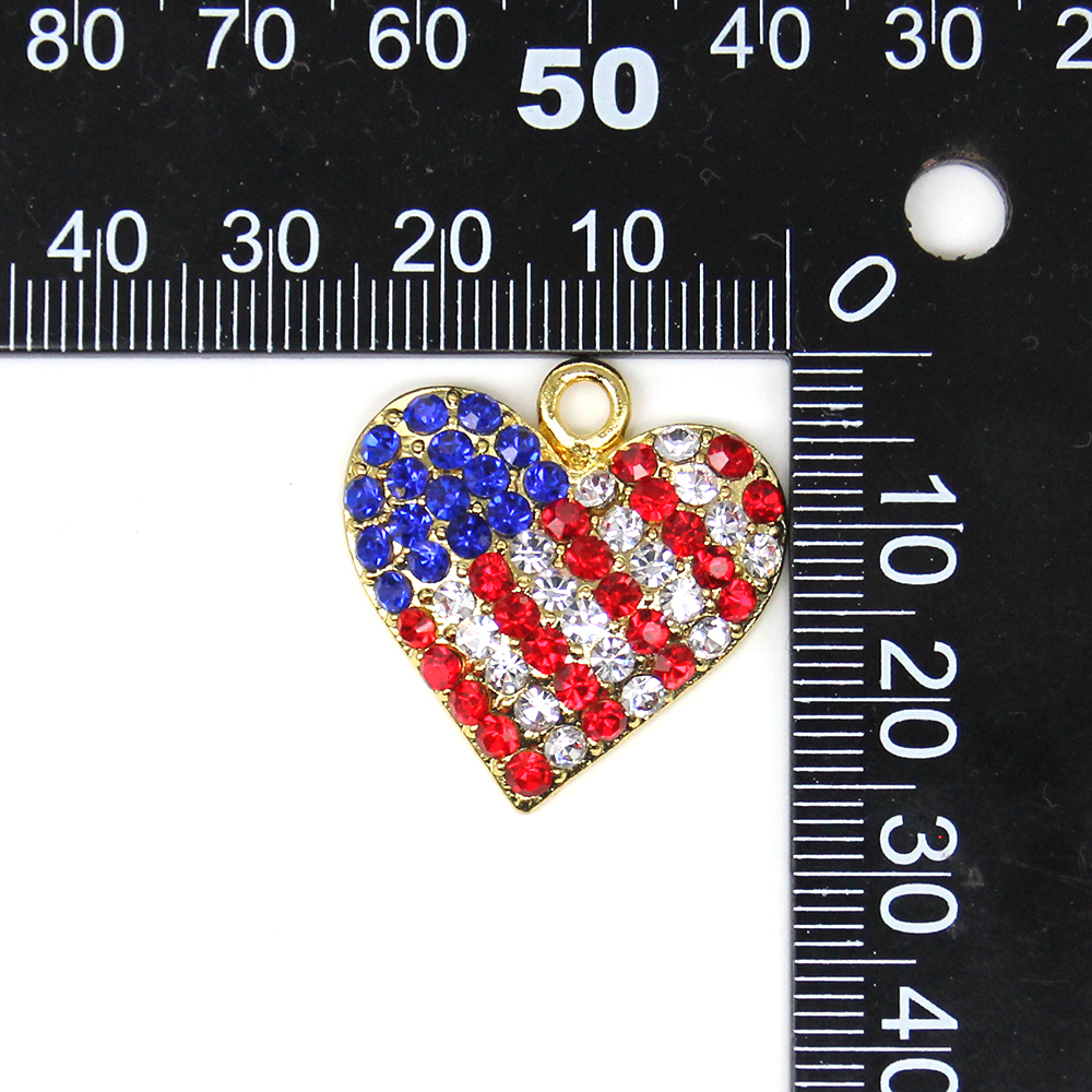 Alloy American Independence Day USA Flag Heart Shape Pendant Charm
