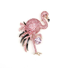 80mm Rhinestone Flamingo Brooch Crystal Bird Jewelry Brooch for Christmas Gift