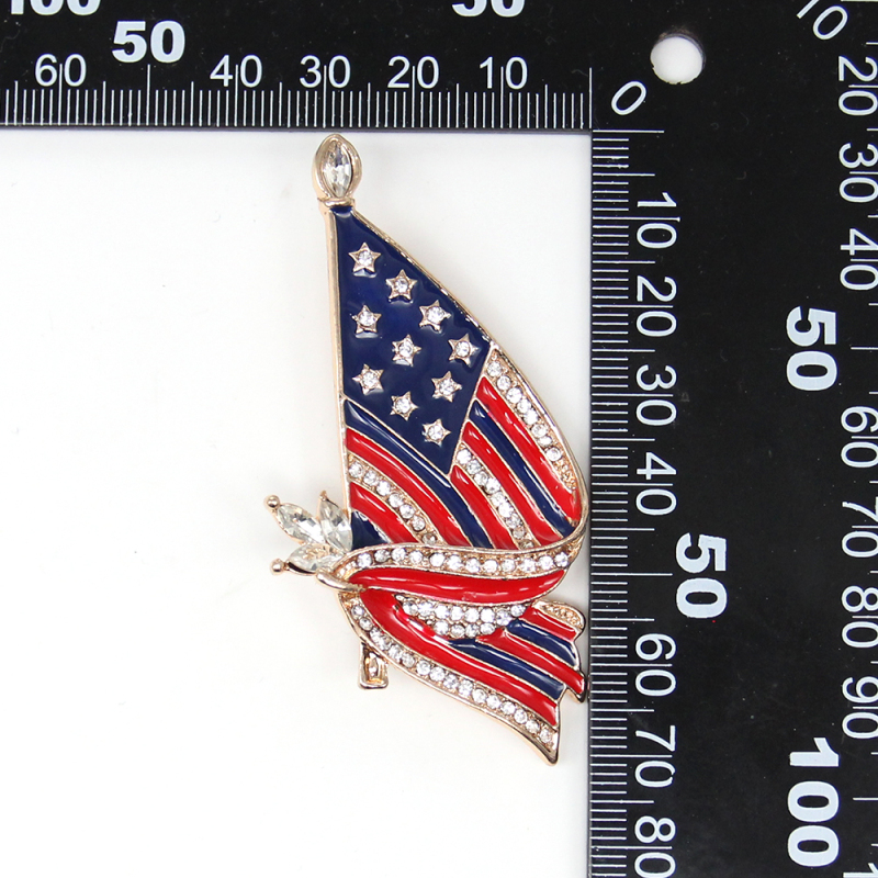 Fashion Multi Color Bow American Flag Shape Brooch Pin for Gift