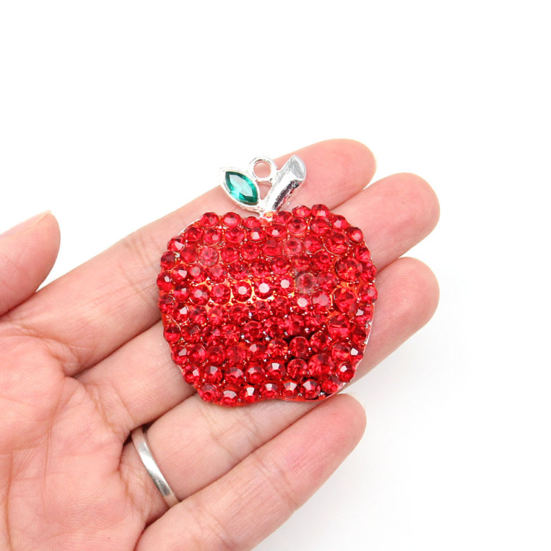Sparkly Christmas Red Crystal Apple Pendant Fruit Pendant for Gift